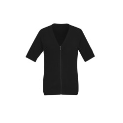Womens Zip Front Short Sleeve Knit Cardigan - CK962LC
