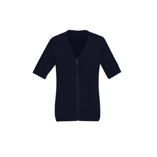 Womens Zip Front Short Sleeve Knit Cardigan - CK962LC