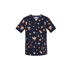 Womens Printed Space Party Scrub Top - CST148LS