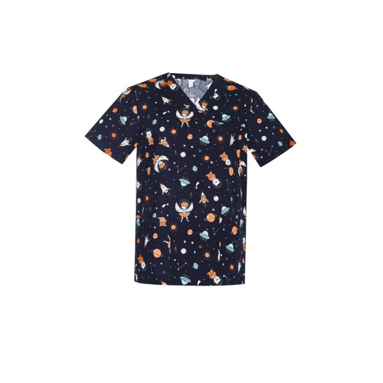 Mens Printed Space Party Scrub Top - CST148MS