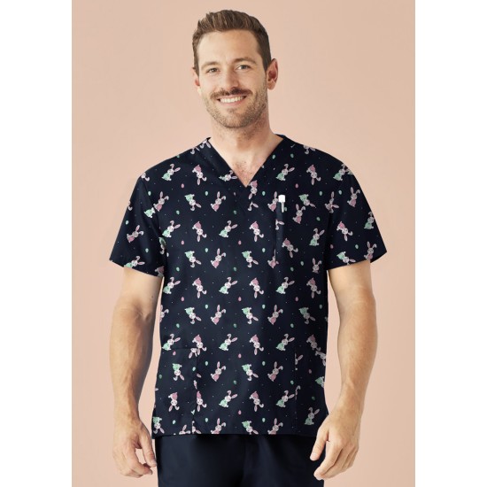 Mens Easter V-Neck Short Sleeve Scrub Top - CST152MS