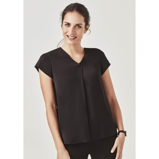 Womens Kayla V-Neck Pleat Blouse - RB967LS