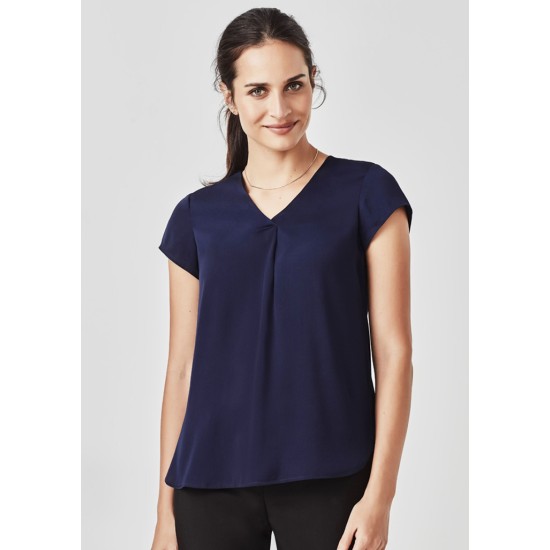 Womens Kayla V-Neck Pleat Blouse - RB967LS