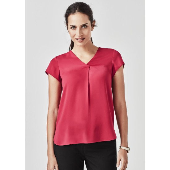 Womens Kayla V-Neck Pleat Blouse - RB967LS