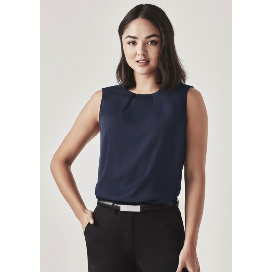 Womens Estelle Sleeveless Pleat Detail Blouse - RB973LN