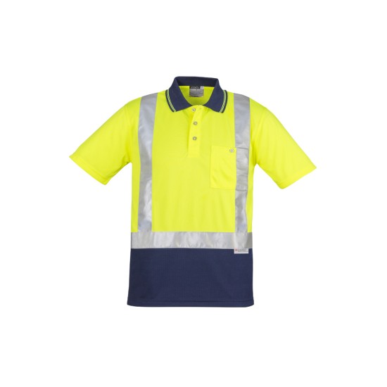 Mens Hi Vis Spliced Short Sleeve Polo - Shoulder Taped - ZH233