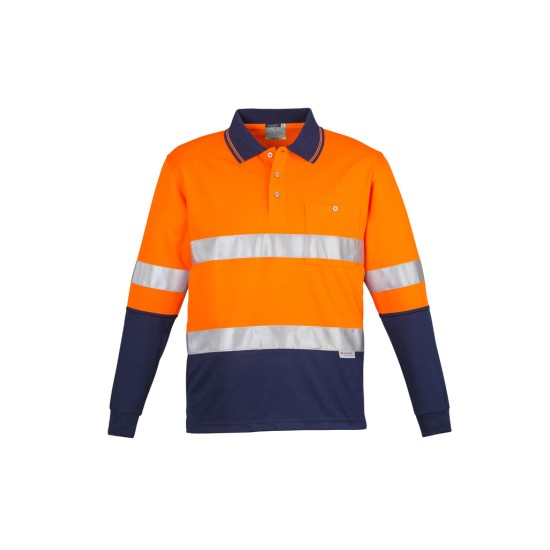 Mens Hi Vis Spliced Long Sleeve Polo - Hoop Taped - ZH235