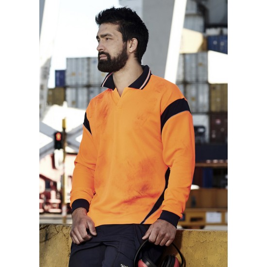 Mens Hi Vis Aztec Long Sleeve Polo - ZH249