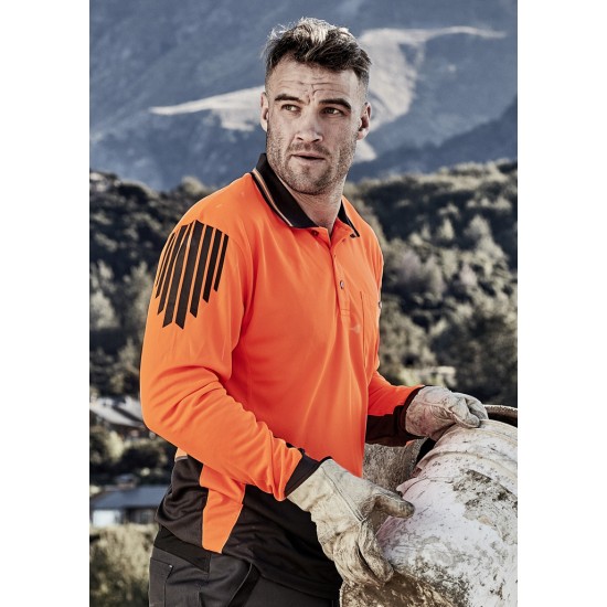Mens Hi Vis Flux Long Sleeve Polo - ZH310