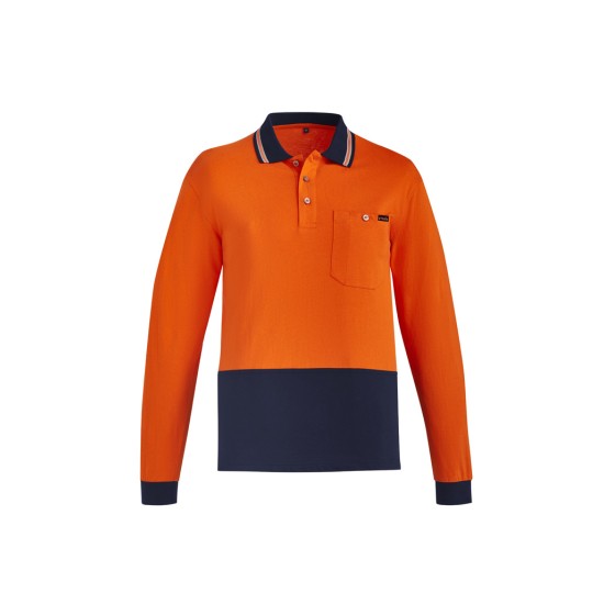 Mens Hi Vis Cotton Long Sleeve Polo - ZH430