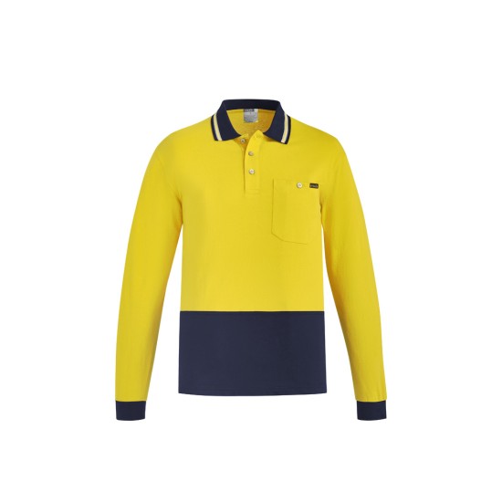 Mens Hi Vis Cotton Long Sleeve Polo - ZH430
