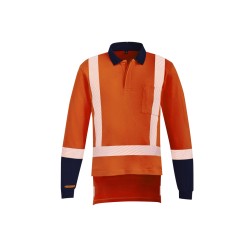 Mens Orange Flame TTMC-W23 X Back Taped Polo - ZH670