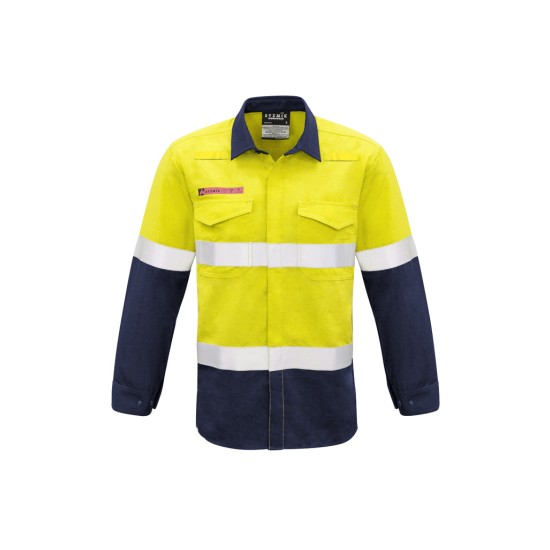 Mens Red Flame Hi Vis Shirt - Hoop Taped - ZW132