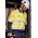 Mens Orange Flame Hi Vis Open Front Spliced Shirt - Hoop Taped - ZW140 - Yellow/Navy