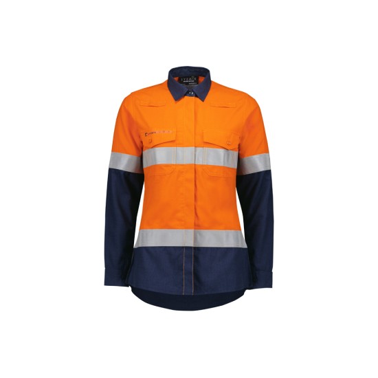 Womens Orange Flame Lightweight Ripstop Taped Shirt - ZW170