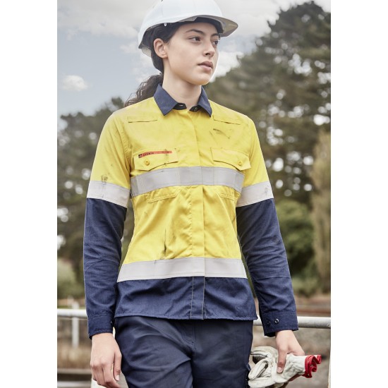 Womens Orange Flame Lightweight Ripstop Taped Shirt - ZW170