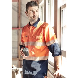 Mens Rugged Cooling Hi Vis Segmented Tape Long Sleeve Shirt - ZW229