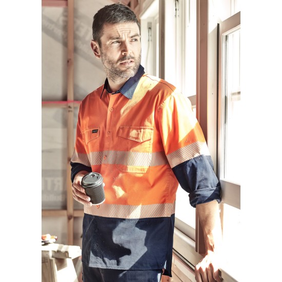 Mens Rugged Cooling Hi Vis Segmented Tape Long Sleeve Shirt - ZW229