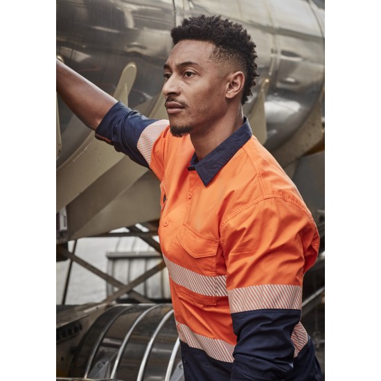 Mens Rugged Cooling Hi Vis Segmented Tape Long Sleeve Shirt - ZW229