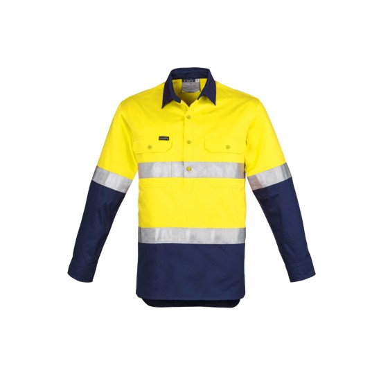 Mens Closed Front Long Sleeve Shirt - Hoop Taped - ZW550