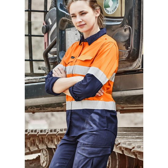 Womens Rugged Cooling Hi Vis Taped Long Sleeve Shirt - ZW720