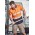 Mens Rugged Cooling Hi Vis Taped Short Sleeve Shirt - ZW835 - Orange/Navy