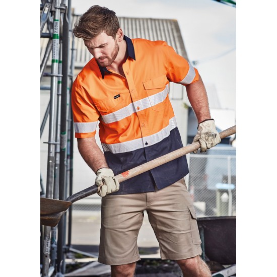 Mens Rugged Cooling Hi Vis Taped Short Sleeve Shirt - ZW835