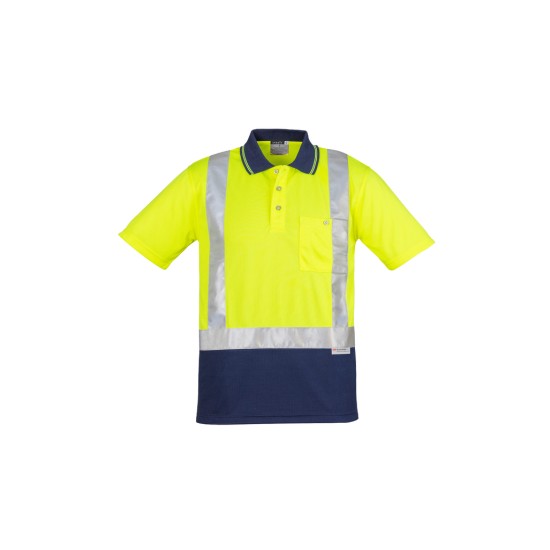 Mens Hi Vis Spliced Short Sleeve Polo - Shoulder Taped - ZH233
