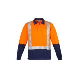 Mens Hi Vis Spliced Long Sleeve Polo - Shoulder Taped - ZH234