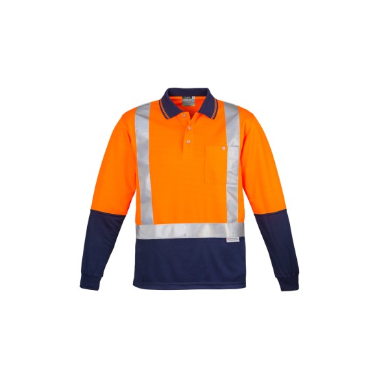 Mens Hi Vis Spliced Long Sleeve Polo - Shoulder Taped - ZH234