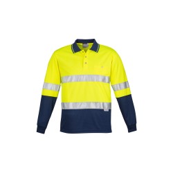 Mens Hi Vis Spliced Long Sleeve Polo - Hoop Taped - ZH235